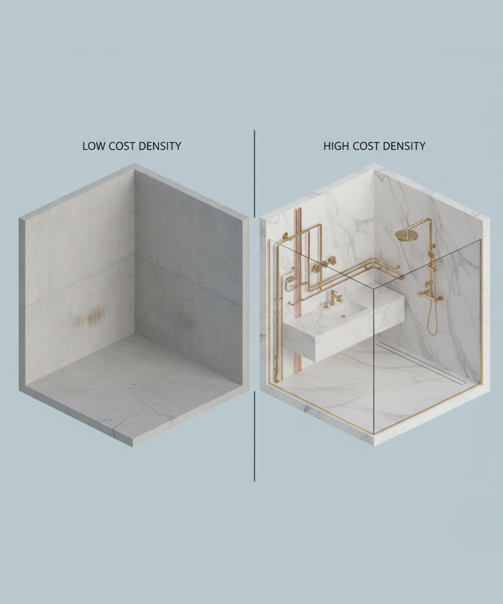 Comparativa de densidad de costo por habitación