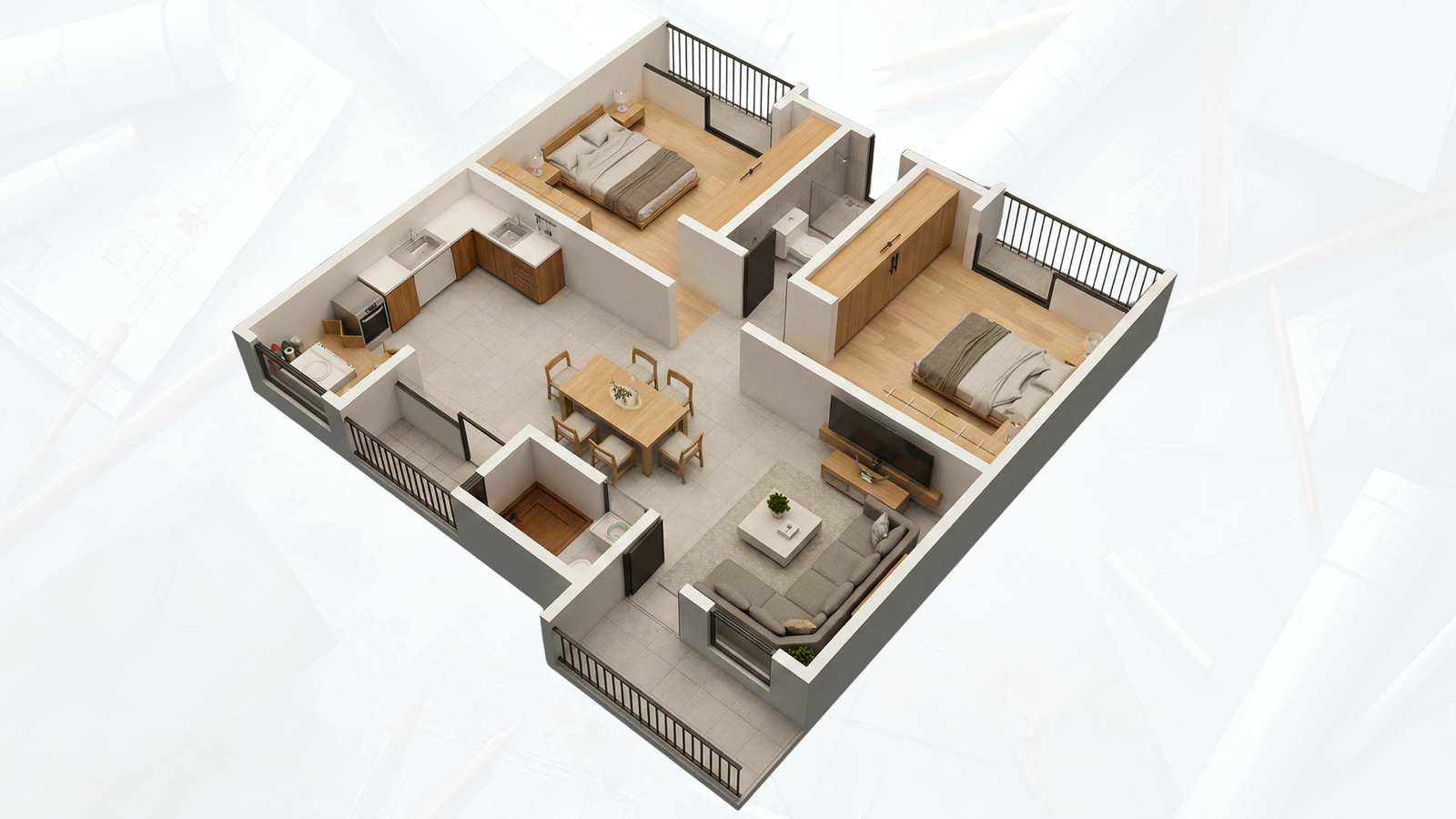 Plano técnico acotado Departamento Tipo A ACDP Arquitectos